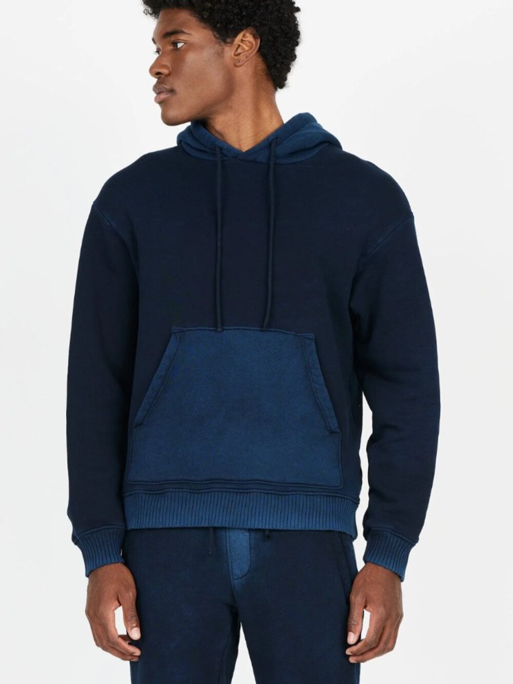 COTTON CITIZEN Bronx Color Contrast Washed Blue Black Hoodie Men's XXL